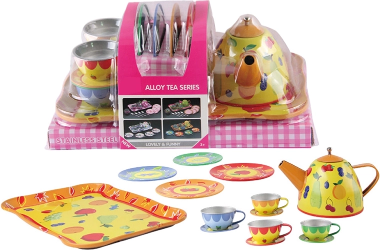 Set da tè in latta con accessori 15 pezzi