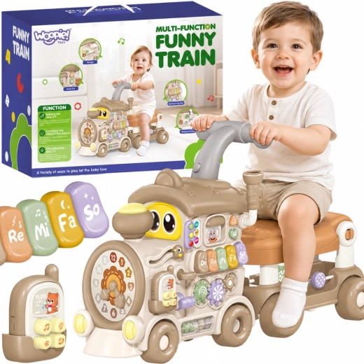 Trenino interattivo Woopie 3 in 1 – cavalcabile, primi passi e pannello educativo con luci e suoni