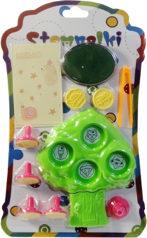 Set colorato di timbri per bambini con base e pinzetta