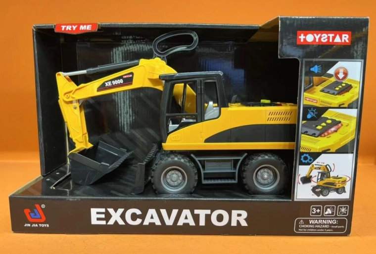 Giocattolo da costruzione giallo – escavatore con benne mobili