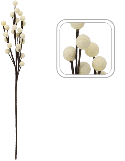 Erba decorativa con palline bianche 84 cm