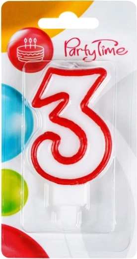 Candela di compleanno numero 3 rossa