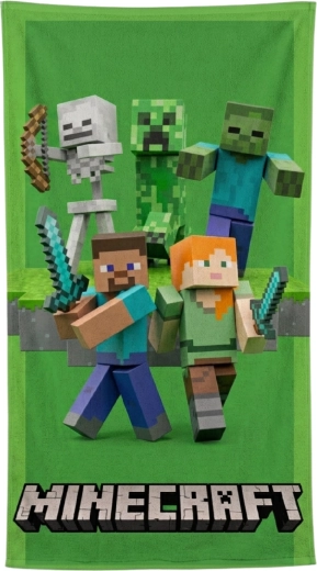 Asciugamano per bambini ad asciugatura rapida Minecraft Green Attack 70 × 140 cm