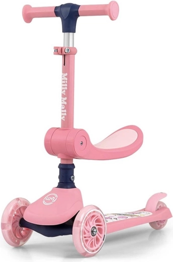 Monopattino bilanciato a tre ruote con sedile FUZZY rosa