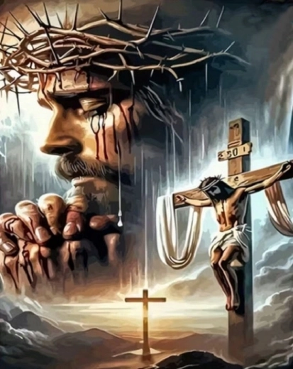 Norimpex pittura con diamanti Gesù – compianto del Venerdì Santo 30 × 40 cm