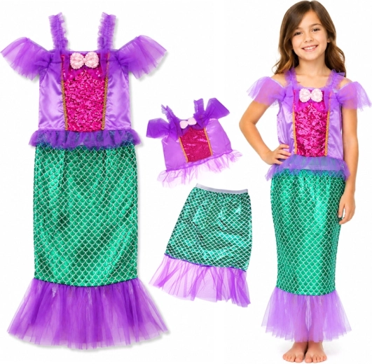 Costume da sirena per bambine – top e gonna con coda di pesce