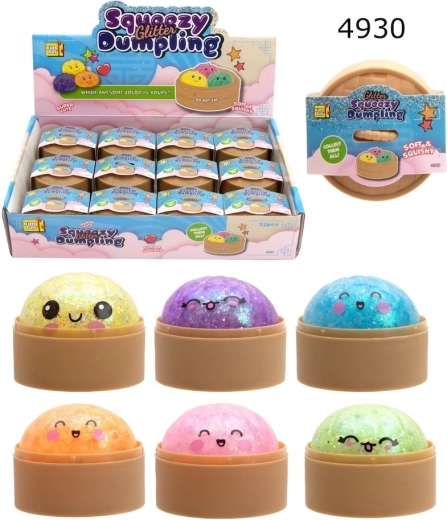 Bao dumpling antistress da schiacciare glitterato 5 cm