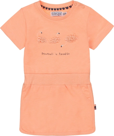Dirkje abito neon arancione da bambina a maniche corte, taglia 74