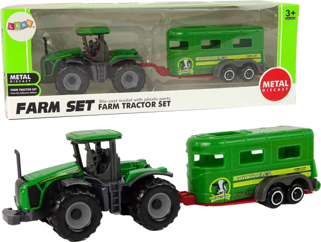 Trattore verde con rimorchio – set agricolo per bambini