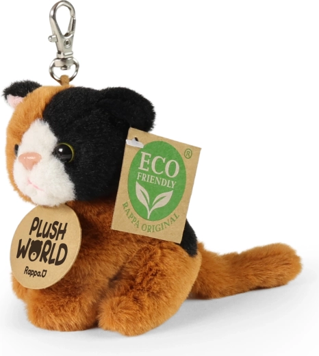 Portachiavi in peluche a forma di gatto ECO-FRIENDLY Plush World 9 cm