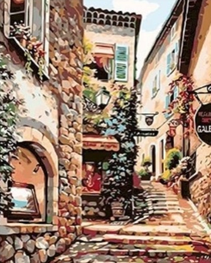 Pittura con diamanti Incanto della città vecchia 30 × 40 cm