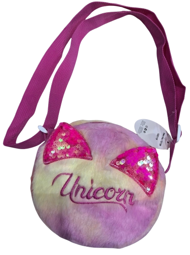 Borsetta rotonda per bambine Unicorn con orecchiette in paillettes