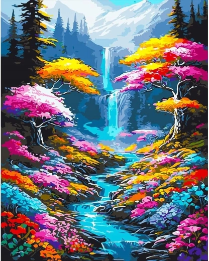 Pittura diamantata Cascata e fiume nel bosco 30 × 40 cm NORIMPEX