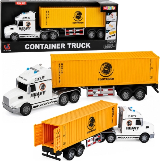 Camion TIR per bambini con container removibile, luci e suoni 54 cm (giallo) - 1 pezzo