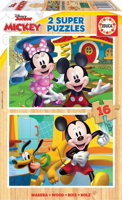 Puzzle in legno Mickey e Minnie 2×16 pezzi