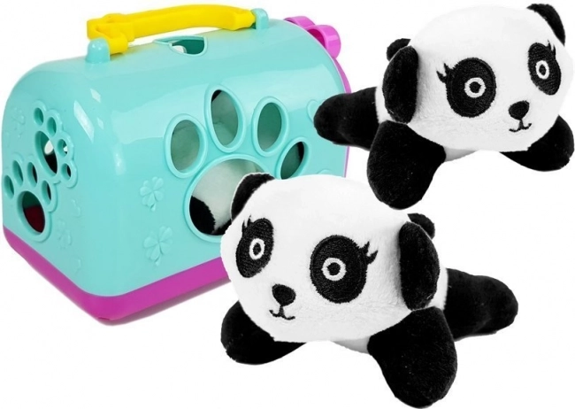 Mini panda di peluche con scatola portatile
