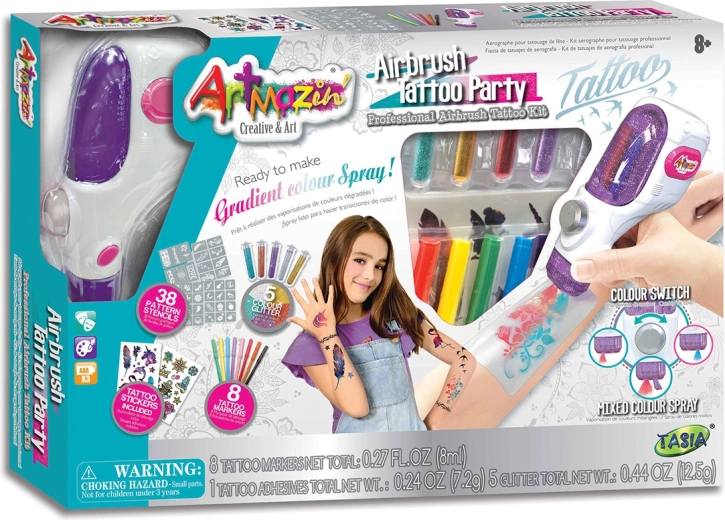 Studio per tatuaggi airbrush Tasia con accessori e 38 stencil