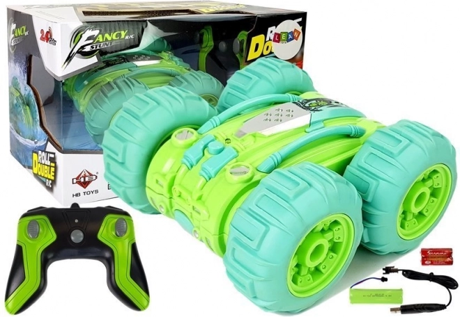 auto acrobatico rc anfibio a doppia faccia 1:24 verde
