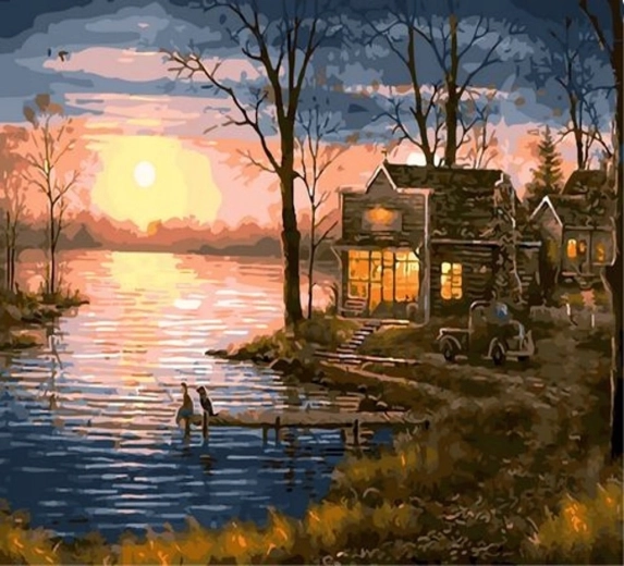 Norimpex Dipingere con i numeri tramonto sul lago 40 × 50 cm