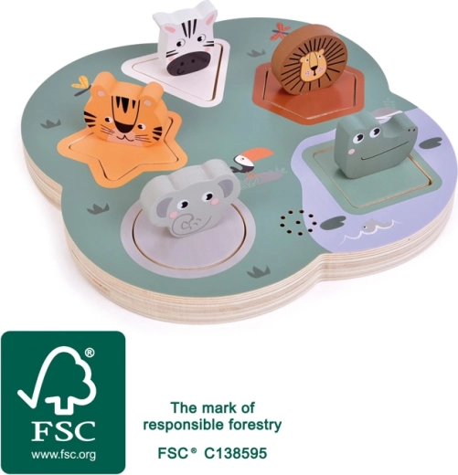 Puzzle sonoro 3D in legno SAFARI per bambini