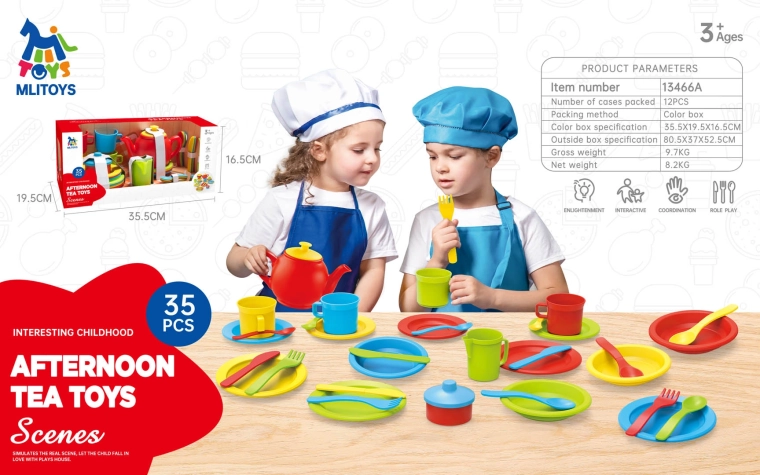 Mega set da tè per bambini con piattini e accessori da 35 pezzi