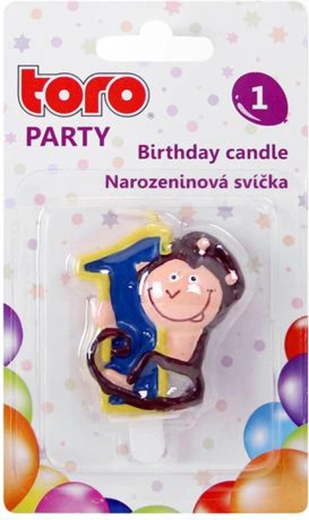 Candela per torta numero 1 con scimmietta TORO 5 cm