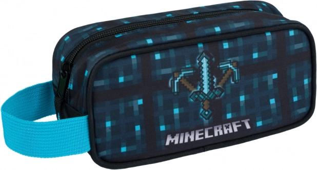 astuccio minecraft blu ascia e spada
