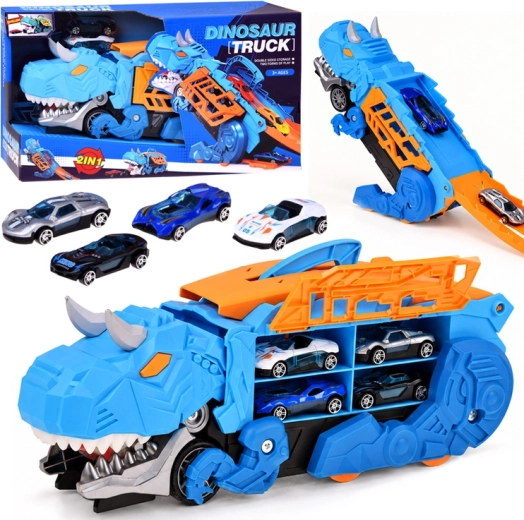 Camion dinosauro 2 in 1 con garage e macchinine