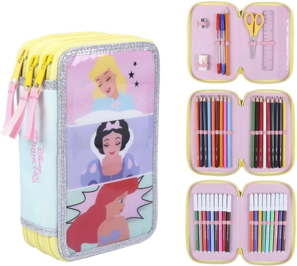 Astuccio Disney Principesse a tre scomparti con accessori