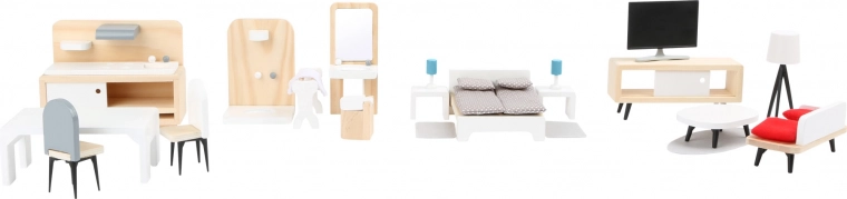 Small Foot set completo di mobili per casa delle bambole in stile scandinavo