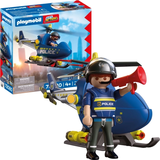 Playmobil City Action – poliziotto con elicottero e accessori, 28 pezzi