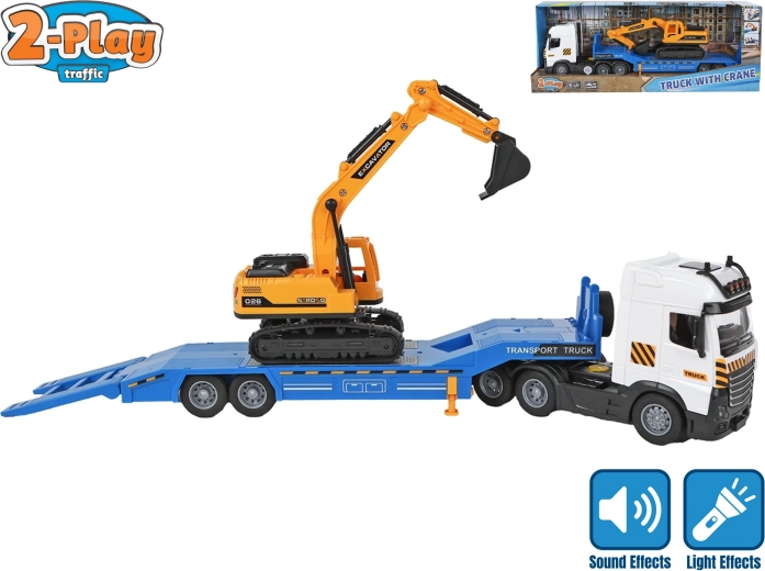 Camion giocattolo per bambini con escavatore, luci e suoni 2-Play