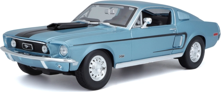 Maisto Ford Mustang GT Cobra Jet Fastback 1968 – modello in metallo 1:18, blu metallizzato