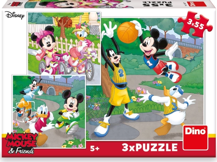Puzzle MICKEY E MINNIE fanno sport 3×55 pezzi