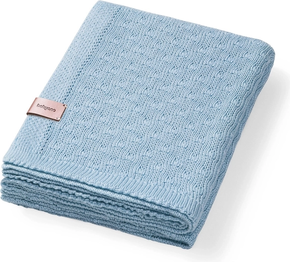 BabyOno copertina in bambù lavorata a maglia per neonato blu 75 × 100 cm