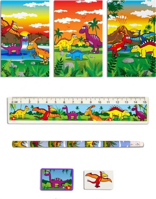Set di cancelleria con tema dinosauri