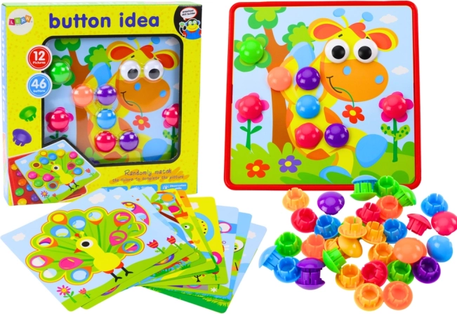 Puzzle per Bambini con Pulsanti Colorati - 12 Disegni