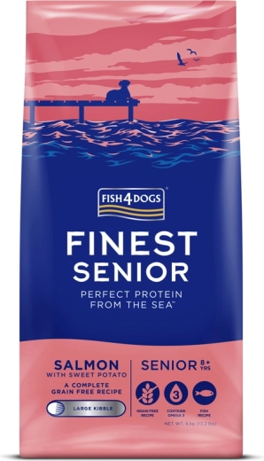 Fish4Dogs crocchette per cani anziani di taglia grande salmone con patate dolci 6 kg