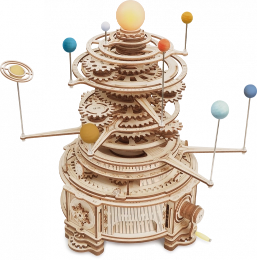 Modello meccanico in legno del sistema solare ROKR Orrery puzzle 3D
