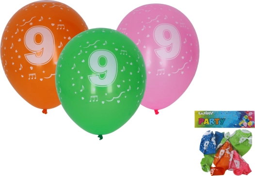 Palloncini gonfiabili 30 cm con numero 9, set da 5 pz