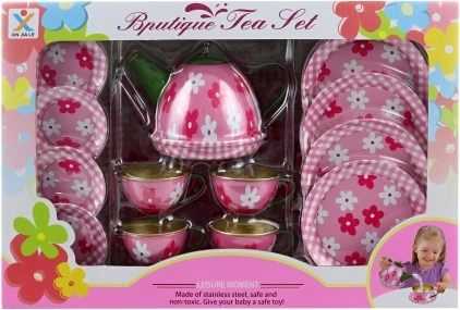 Set da tè in latta con fiori per bambini