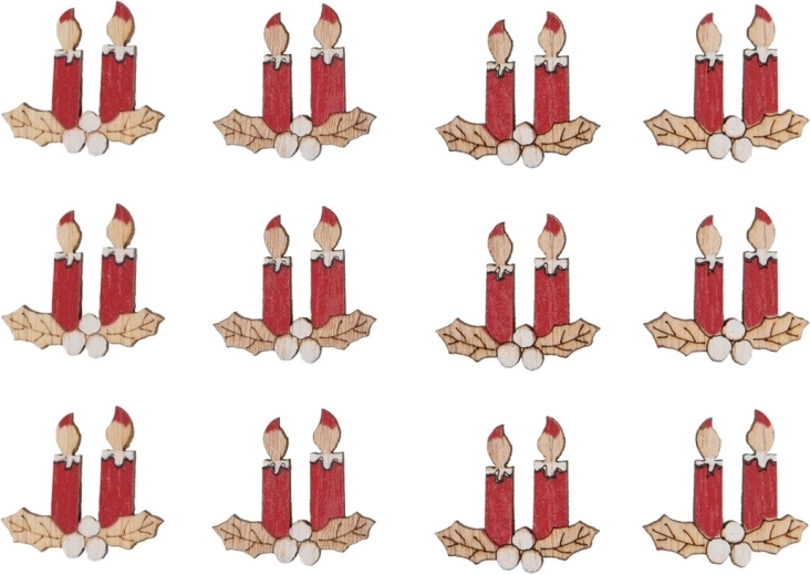 Candele in legno adesive rosse 3 cm (12 pz)