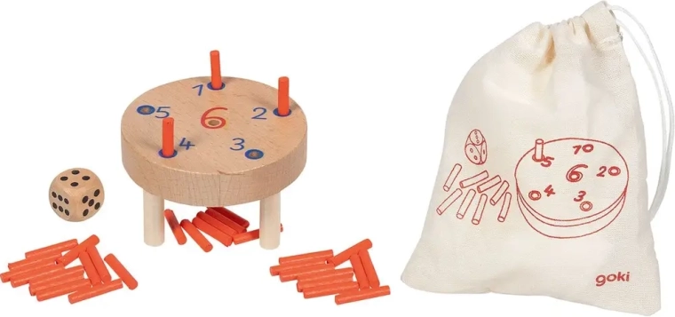 Gioco con pioli e dadi Goki “La perfida sei” in sacchettino