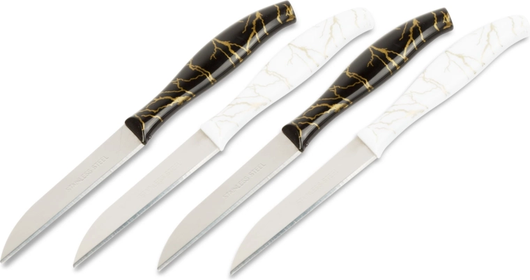 Set di coltelli spelucchini da 15 cm, nero/bianco, 4 pezzi