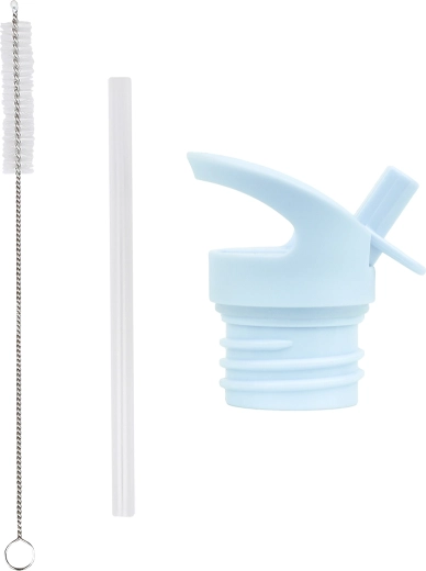 A Little Lovely Company set di tappo, spazzolino e cannuccia per borraccia in acciaio inox Flip