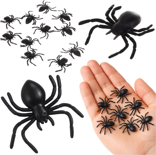 Ragni di plastica RUHHY – decorazione per Halloween, 10 pz (3 × 3 cm)
