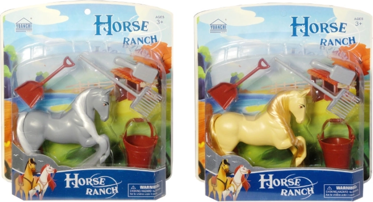 Figurina cavallino con set per la pulizia di criniera e coda