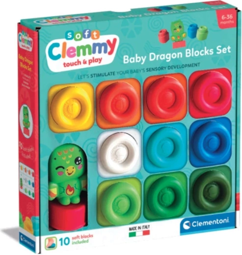 Mattoncini da costruzione morbidi SOFT CLEMMY 10 pezzi con figurina di draghetto