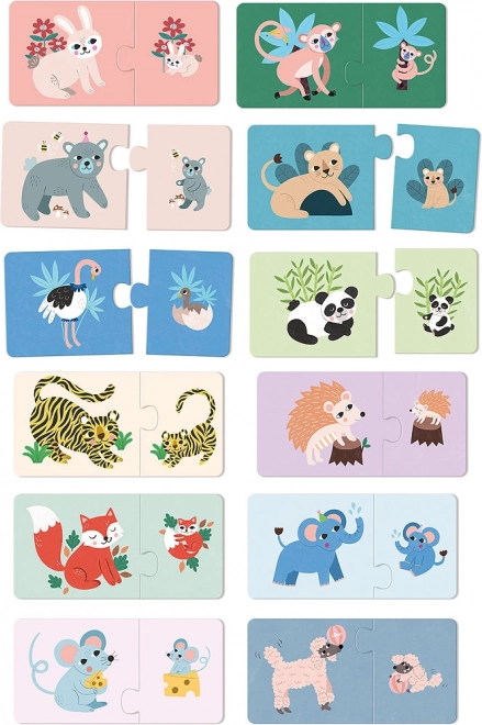 Puzzle in legno cuccioli e mamme Vilac