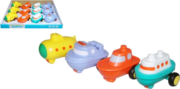 Barchetta di plastica colorata per bambini con motore a frizione
